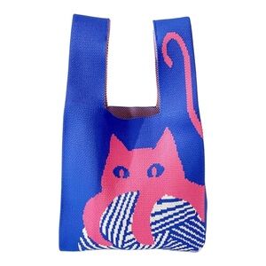 NWT Cat Knit Small Tote Crossover Handle Handbag